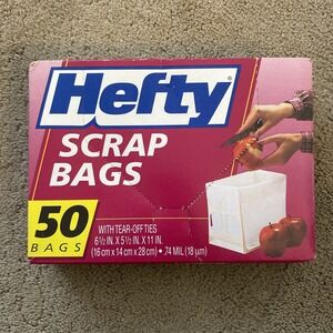 NOS HEFTY SCRAP BAGS WITH TEAR-OFF TIES 50 BAGS DISCONTINUED VINTAGE